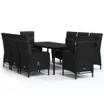 vidaXL Set mobilier de grădină cu perne, 9 piese, negru