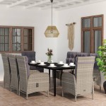 vidaXL Set mobilier de grădină cu perne, 9 piese, gri și negru vidaXL Set mobilier de grădină cu perne, 9 piese, gri și negru