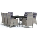 vidaXL Set mobilier de grădină cu perne, 9 piese, gri și negru vidaXL Set mobilier de grădină cu perne, 9 piese, gri și negru