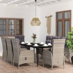 vidaXL Set mobilier de grădină cu perne, 9 piese, gri și negru vidaXL Set mobilier de grădină cu perne, 9 piese, gri și negru