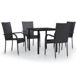 vidaXL Set mobilier de grădină, 5 piese, negru