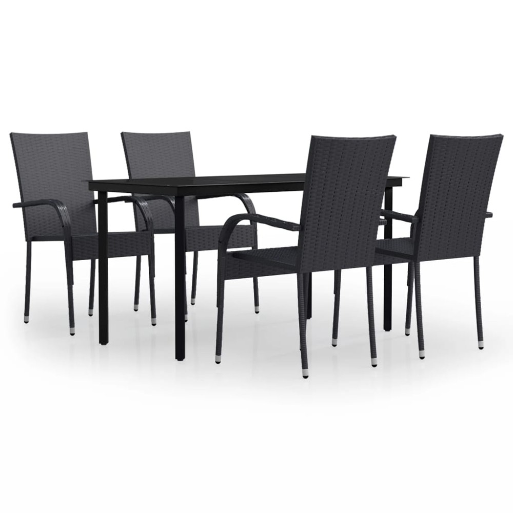 vidaXL Set mobilier de grădină, 5 piese, negru