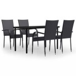vidaXL Set mobilier de grădină, 5 piese, negru
