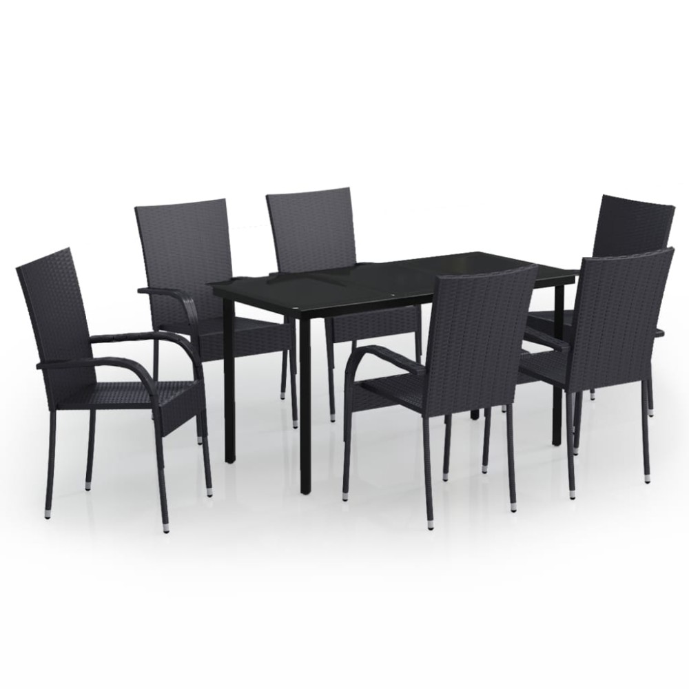 vidaXL Set mobilier de grădină, 7 piese, negru