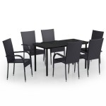 vidaXL Set mobilier de grădină, 7 piese, negru