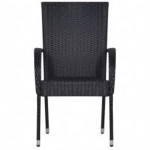 vidaXL Set mobilier de grădină, 7 piese, negru