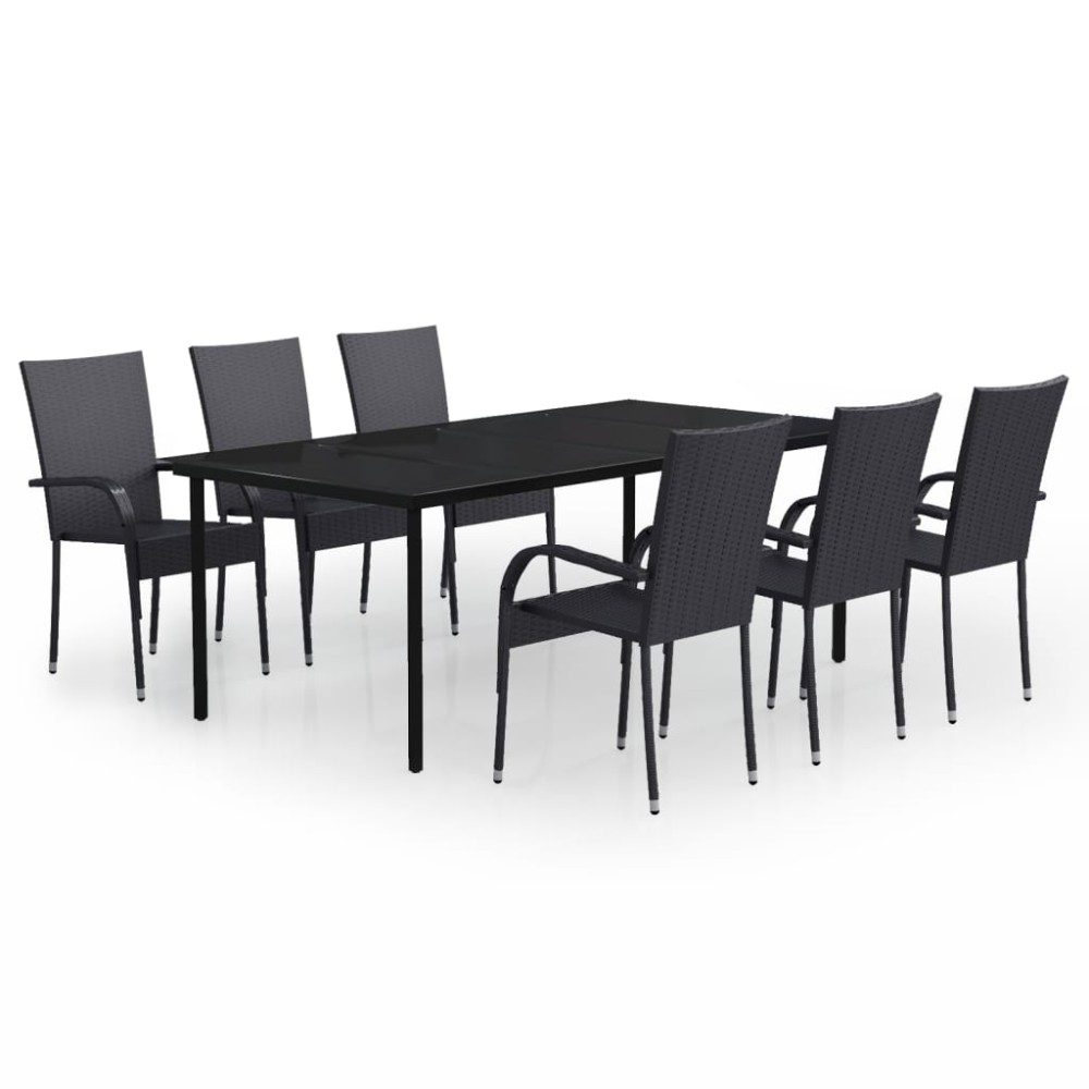 vidaXL Set mobilier de grădină,negru, 7 piese