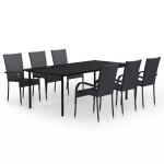 vidaXL Set mobilier de grădină,negru, 7 piese vidaXL Set mobilier de grădină,negru, 7 piese