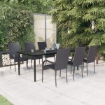 vidaXL Set mobilier de grădină,negru, 7 piese vidaXL Set mobilier de grădină,negru, 7 piese