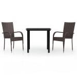 vidaXL Set mobilier de grădină, 3 piese, maro și negru vidaXL Set mobilier de grădină, 3 piese, maro și negru
