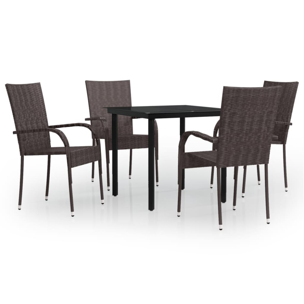 vidaXL Set mobilier de grădină, 5 piese, maro și negru