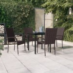 vidaXL Set mobilier de grădină, 5 piese, maro și negru vidaXL Set mobilier de grădină, 5 piese, maro și negru