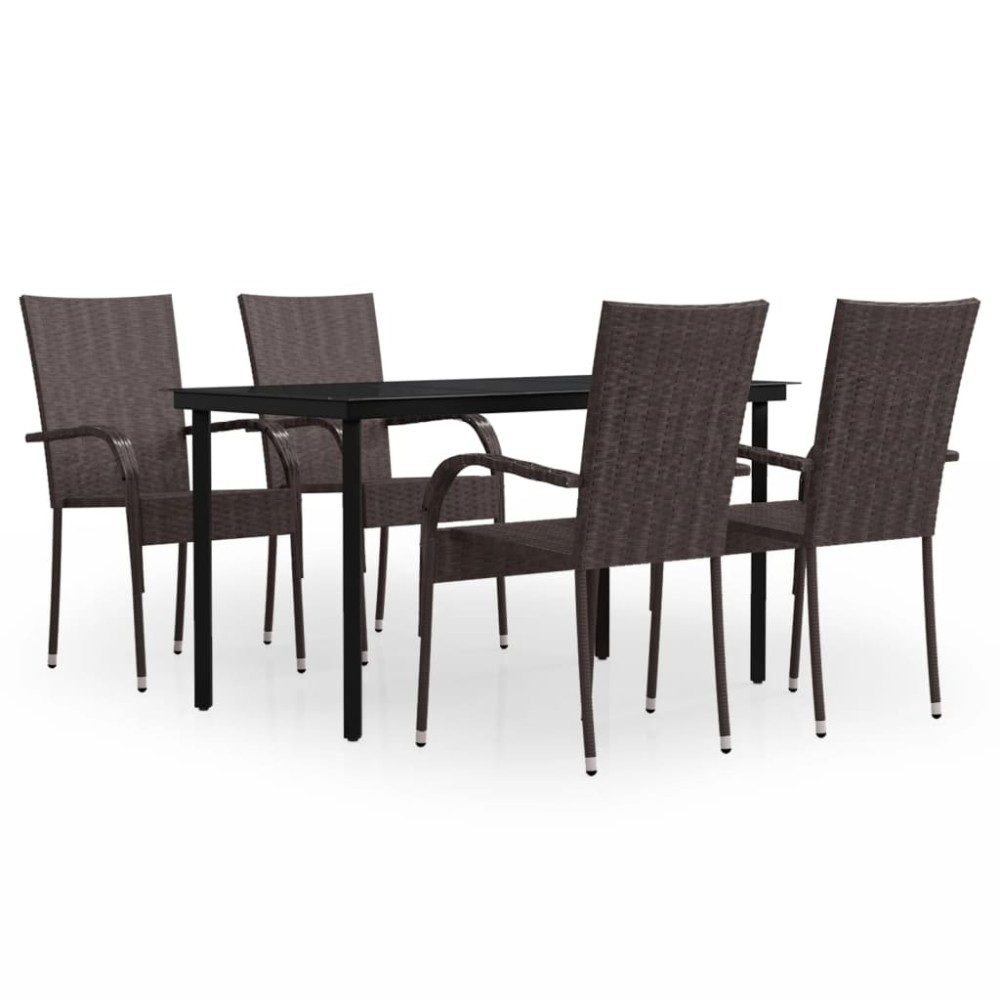 vidaXL Set mobilier de grădină, 5 piese, maro și negru