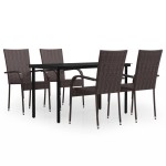 vidaXL Set mobilier de grădină, 5 piese, maro și negru vidaXL Set mobilier de grădină, 5 piese, maro și negru