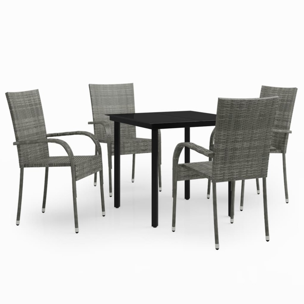 vidaXL Set mobilier de grădină, 5 piese, gri și negru