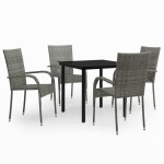 vidaXL Set mobilier de grădină, 5 piese, gri și negru vidaXL Set mobilier de grădină, 5 piese, gri și negru