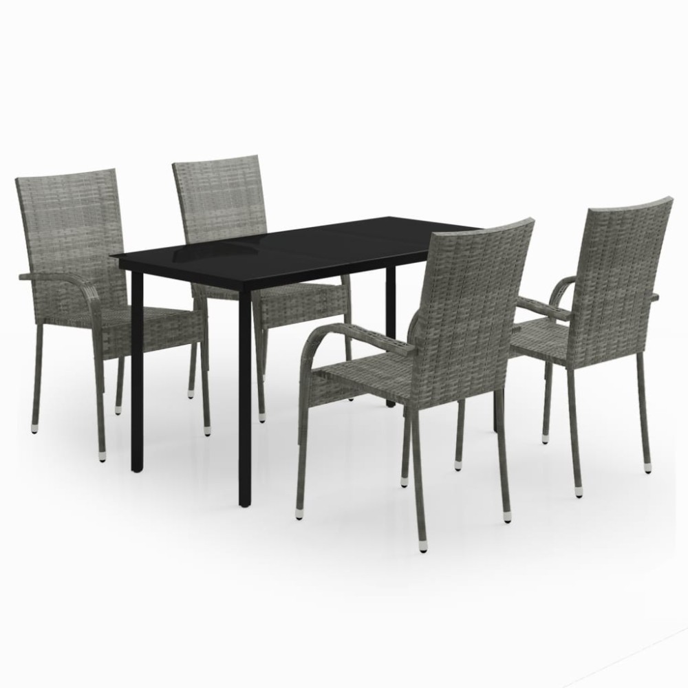 vidaXL Set mobilier de grădină, 5 piese, gri și negru
