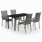 vidaXL Set mobilier de grădină, 5 piese, gri și negru vidaXL Set mobilier de grădină, 5 piese, gri și negru