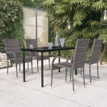 vidaXL Set mobilier de grădină, 5 piese, gri și negru vidaXL Set mobilier de grădină, 5 piese, gri și negru