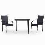 vidaXL Set mobilier de grădină, 3 piese, negru vidaXL Set mobilier de grădină, 3 piese, negru