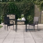 vidaXL Set mobilier de grădină, 3 piese, negru vidaXL Set mobilier de grădină, 3 piese, negru