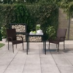 vidaXL Set mobilier de grădină, 3 piese, maro și negru vidaXL Set mobilier de grădină, 3 piese, maro și negru