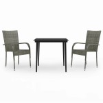 vidaXL Set mobilier de grădină, 3 piese, gri și negru vidaXL Set mobilier de grădină, 3 piese, gri și negru