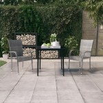 vidaXL Set mobilier de grădină, 3 piese, gri și negru vidaXL Set mobilier de grădină, 3 piese, gri și negru