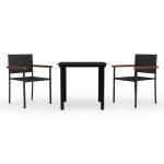 vidaXL Set mobilier de grădină, 3 piese, negru