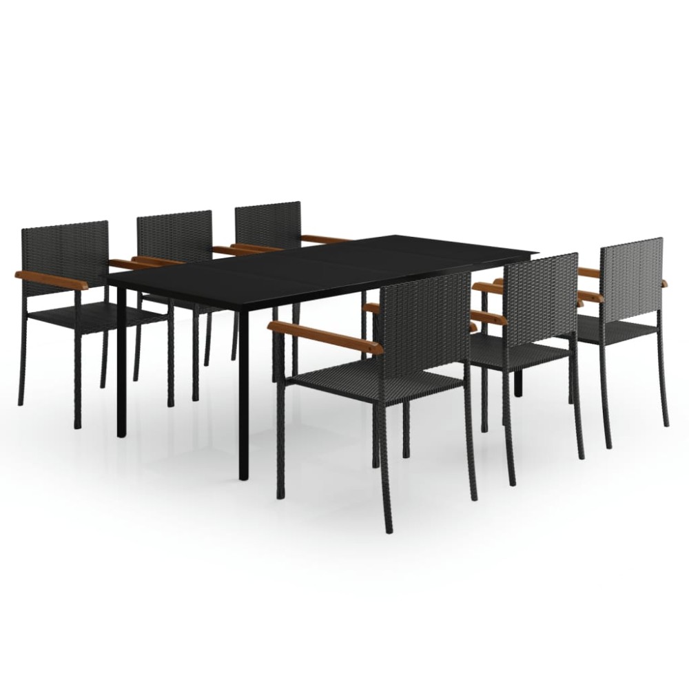 vidaXL Set mobilier de grădină, 7 piese, negru