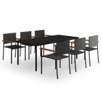 vidaXL Set mobilier de grădină, 7 piese, negru