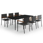vidaXL Set mobilier pentru grădină, 7 piese, negru