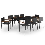 vidaXL Set mobilier pentru grădină, 9 piese, negru