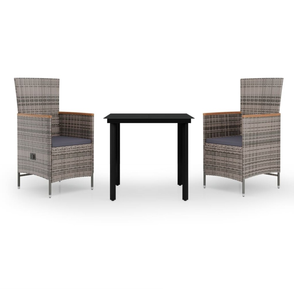 vidaXL Set mobilier pentru grădină, cu perne, 3 piese, gri