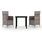 vidaXL Set mobilier pentru grădină, cu perne, 3 piese, gri