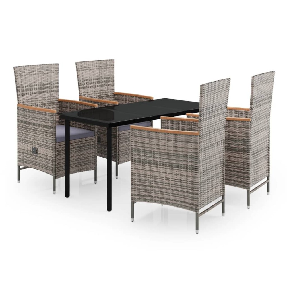 vidaXL Set mobilier pentru grădină, cu perne, 5 piese, gri