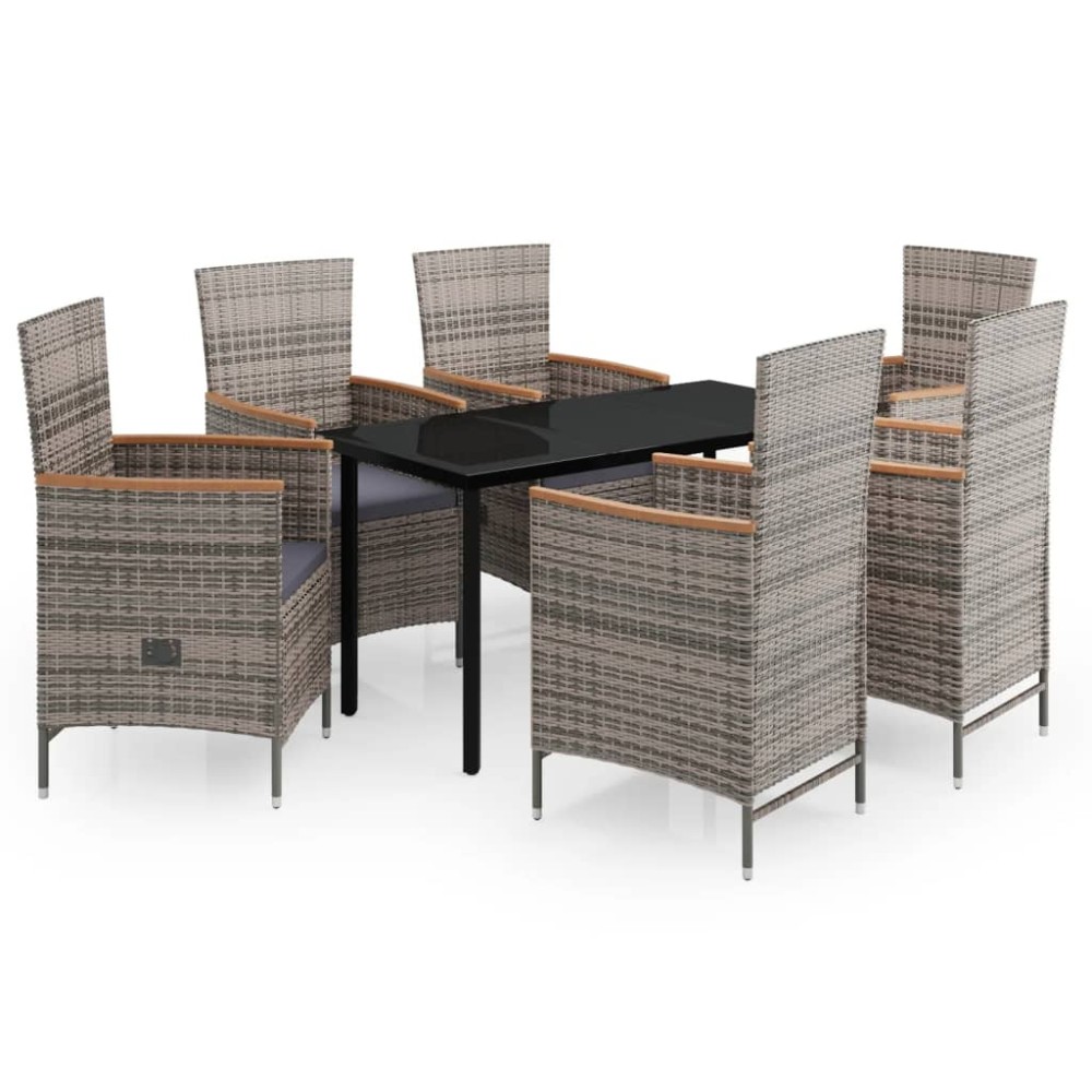 vidaXL Set mobilier pentru grădină, cu perne, 7 piese, gri
