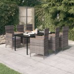 vidaXL Set mobilier pentru grădină, cu perne, 7 piese, gri vidaXL Set mobilier pentru grădină, cu perne, 7 piese, gri