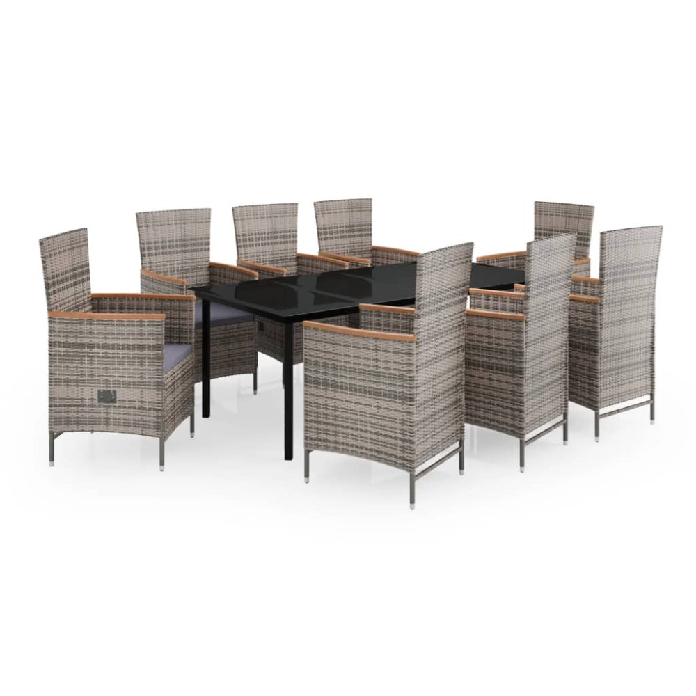 vidaXL Set mobilier pentru grădină, cu perne, 9 piese, gri