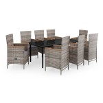 vidaXL Set mobilier pentru grădină, cu perne, 9 piese, gri