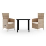 vidaXL Set mobilier de grădină, cu perne, 3 piese, bej vidaXL Set mobilier de grădină, cu perne, 3 piese, bej