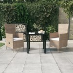 vidaXL Set mobilier de grădină, cu perne, 3 piese, bej vidaXL Set mobilier de grădină, cu perne, 3 piese, bej