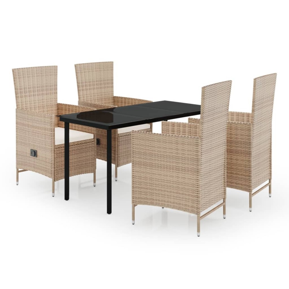 vidaXL Set mobilier pentru grădină cu perne, 5 piese, bej