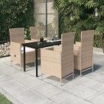 vidaXL Set mobilier pentru grădină cu perne, 5 piese, bej vidaXL Set mobilier pentru grădină cu perne, 5 piese, bej