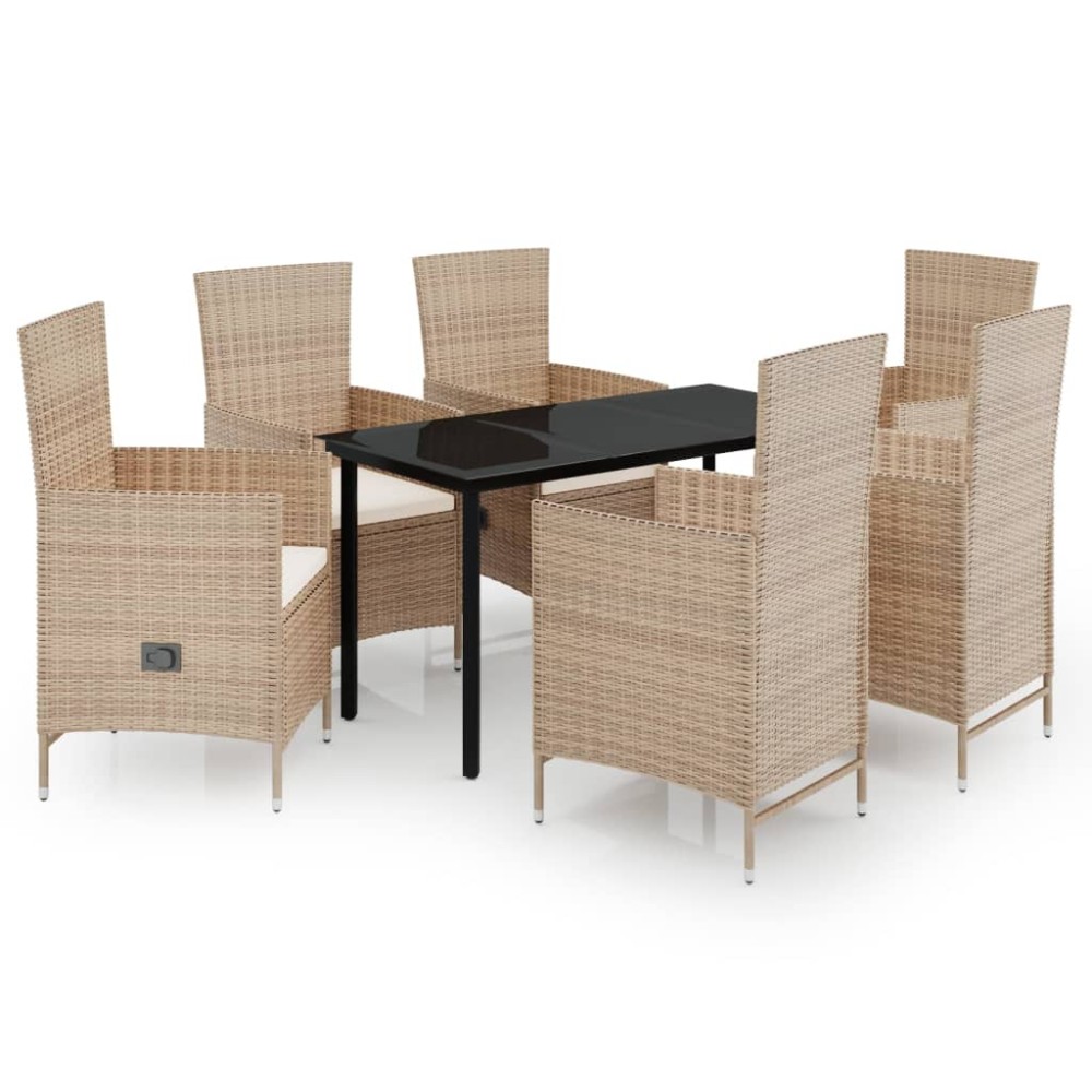 vidaXL Set mobilier pentru grădină, cu perne, 7 piese, bej