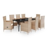 vidaXL Set mobilier pentru grădină, cu perne, 9 piese, bej
