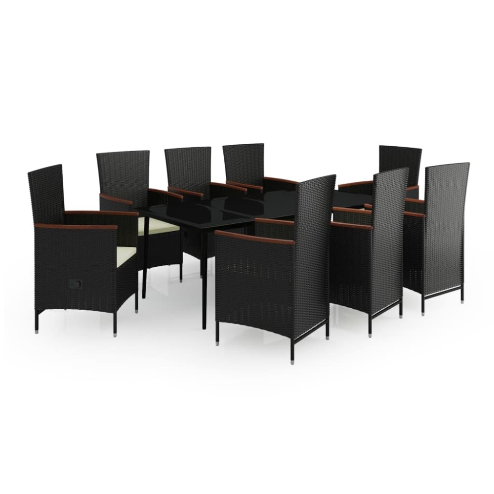 vidaXL Set mobilier de grădină cu perne, 9 piese, negru