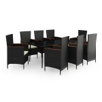 vidaXL Set mobilier de grădină cu perne, 9 piese, negru
