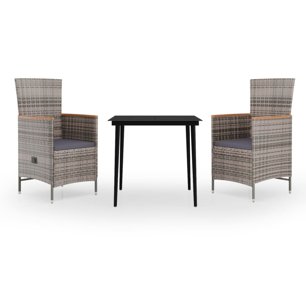 vidaXL Set mobilier pentru grădină, cu perne, 3 piese, gri