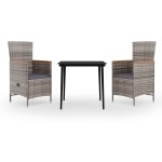 vidaXL Set mobilier pentru grădină, cu perne, 3 piese, gri vidaXL Set mobilier pentru grădină, cu perne, 3 piese, gri